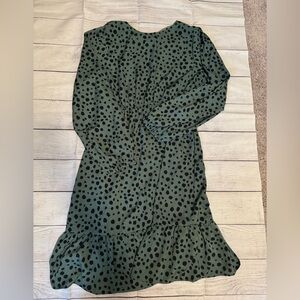 Women's SHEIN Green and Black Polka Dot Long Sleeve Dress
